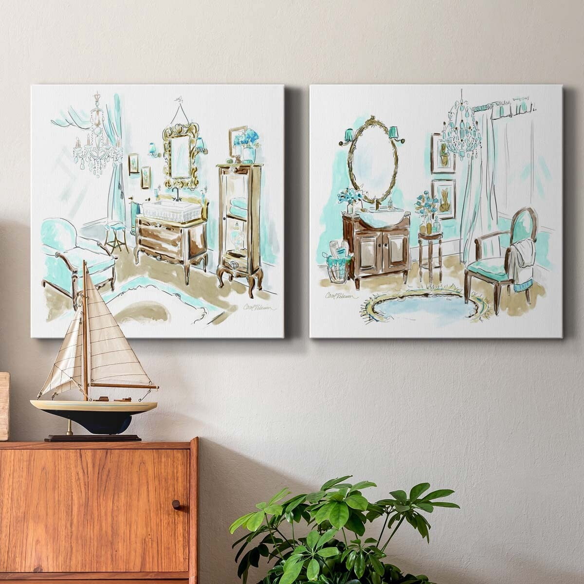 Happy Pear - Premium Gallery Wrapped Canvas - Ready to Hang Set of 2 - 10 x 10 Each