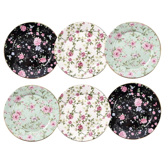 Loymokinar 8 platos de aperitivo de porcelana con plato redondo de cerámica para servir postre para pan, postre, aperitivos, ensalada y bocadillos (juego de 6) (floral)