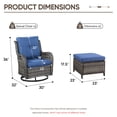 thumbnail image 2 of Giantfurnni Wicker Outdoor Furniture Patio Swivel Rocker Glider Chairs with Ottomans Set for Porch Balcony Deck Yard, 2 of 9