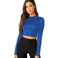thumbnail image 1 of Women's Casual Slim Fitted Basic Long Sleeve Solid Crop Tee Top, 1 of 5