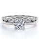 thumbnail image 1 of JeenMata Juego de Anillos de Boda con Filigrana Decorativa de Corte Redondo de 1,75 Quilates con Baño de Oro Blanco de 18 K sobre Plata (Personaliza la Banda de Tu Anillo de Bodas), 1 of 6