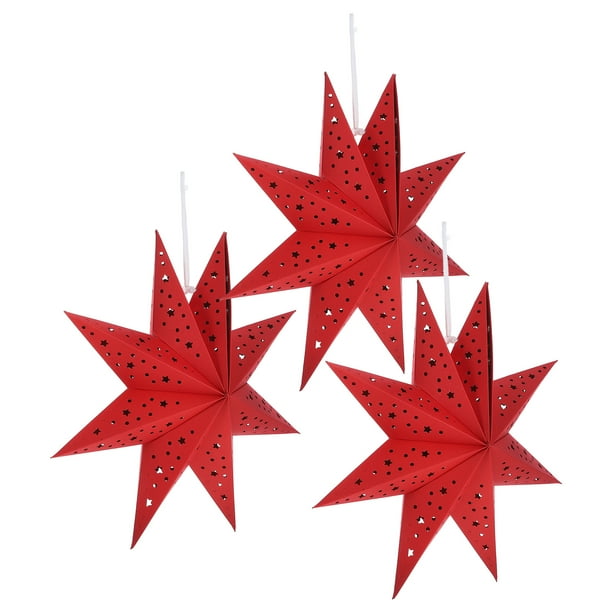 3pcs Estrella de papel de Navidad Pantallas de lámparas colgantes Lámpara de linterna Cubre decoraciones