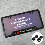 For Audi Sport Front or Rear Carbon Fiber Texture License Plate Frame Cover Gift