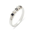 thumbnail image 1 of LBG British Made 10k White Gold Natural Sapphire & Cultured Pearl Womens Eternity Ring - 33 size options - Sizes 4 to 12 Available, 1 of 6