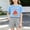 Light Blue, variant on Little Girls Outfits Set 2 PC- Kids Summer Clothes Short Sleeve Cute Cotton T Shirts and Shorts Yellow Size 8
