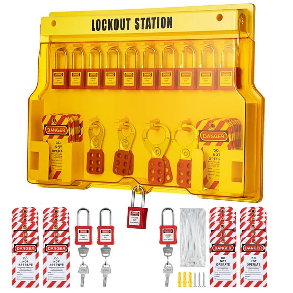 SKYSHALO 58 Piece Lockout Tagout Set, Comprehensive Electrical LOTO Safety Equipment with Padlocks, Station, Hasp, Tags, & Cable Ties for Secure Industrial, Electrical, and Machine Operations