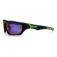 thumbnail image 6 of Mens Color Mirror 90s Xloop Plastic Sport Wrap Around Sunglasses Black Green - Teal Mirror, 6 of 7