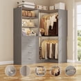 thumbnail image 2 of Homieasy 4.4FT Walk-in Corner Closet System with 4 Drawers, 2 Hanging Rods and Shelves, Gray, 2 of 8