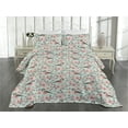 thumbnail image 2 of Ambesonne Birds and Nature Quilted Bedspread Set 3 Pcs, Wings and Flowers, Twin, Pale Pink Almond Green, 2 of 4