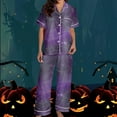 thumbnail image 3 of successthop Halloween Pajamas Women Short Sleeve Collar Button Down with Pant 2 Pieces with Pockets Loungewear, 3 of 5
