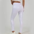 thumbnail image 2 of AJTQTH Women Skinny Leggings Metallic Solid Shiny Faux Leather High Waist Tights Stylish Eye-Catching Butt Lifter Yoga Pants Fitness Pants White L, 2 of 9