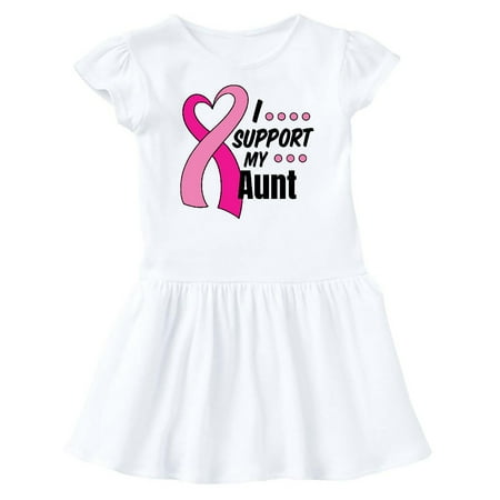 

Inktastic Breast Cancer Awareness I Support My Aunt with Pink Ribbon Gift Baby Girl Dress