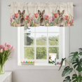 thumbnail image 3 of Valances for Windows Vintage Easter Rabbits Rod Pocket Short Curtain for Bathroom Living Room Bedroom Red Pink Tulips on Linen 1 Panel 42x12in, 3 of 9