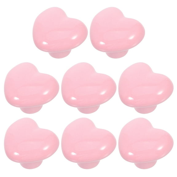 ADDHAT 8PCS Pink Heart Shape Ceramic Drawer Knobs for Dresser and Children's Room Cabinet Handles