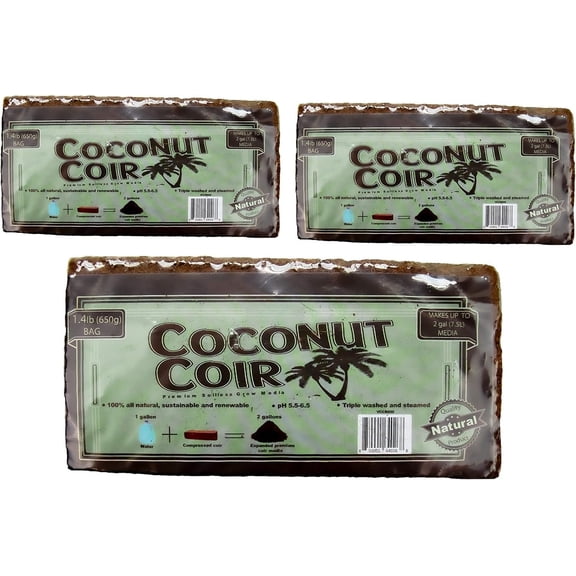 (R) 650 g (1.4 lb.) Compressed Coconut Coir  Grow Media (3-Packs) / A Product of The Harvest Company(TM)