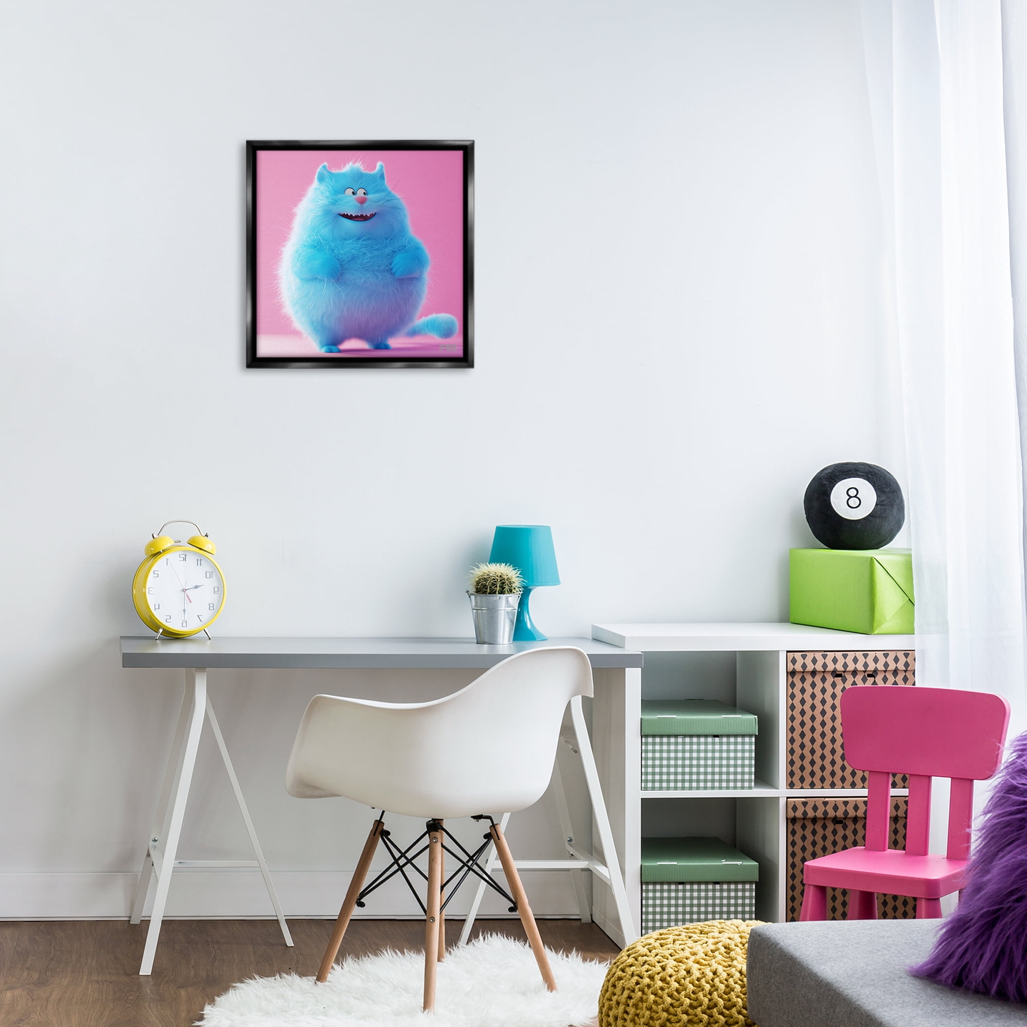 Stupell Industries Funny Blue Cat Animals Painting Black Floater Framed Canvas Art Print Wall Art, 18 x 18