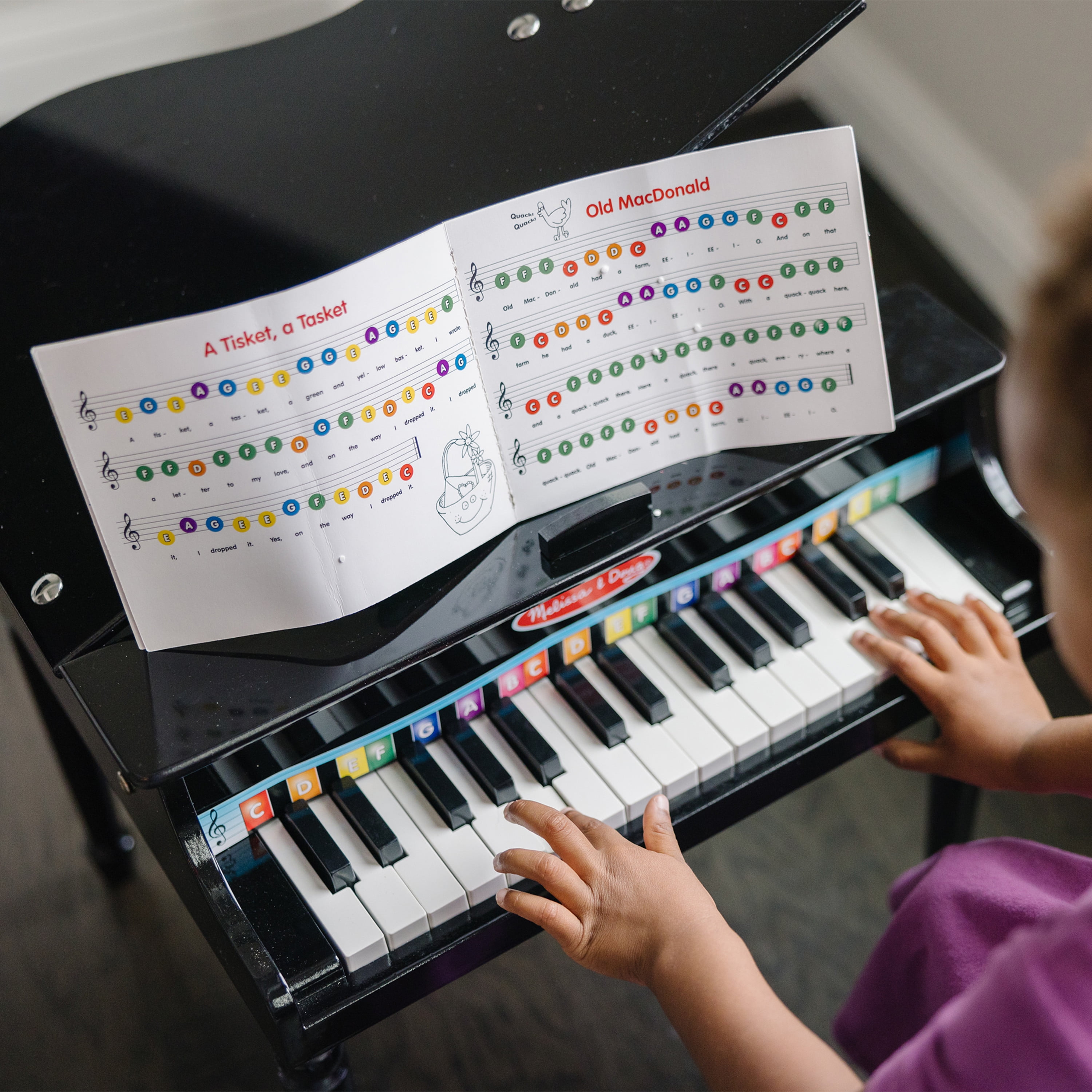 60 cm H x 54 cm W x 25.5 cm L Black Mini Keyboard with 30 Hand-Tuned Keys Melissa & Doug Learn-to-Play Classic Grand Piano 