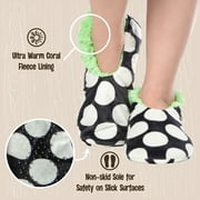 Women’s Fuzzy Slipper Socks with Grippers – Soft Microfiber Outer, Cozy Fleece Lined Indoor House Socks (Polka Dots, L/xl)