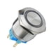 thumbnail image 1 of Interruptor de botón pulsador de 25 mm, anillo azul LED, 1NO 1NC, cabeza plana Sharpla Interruptor de botón pulsador LED de anillo, 1 of 8
