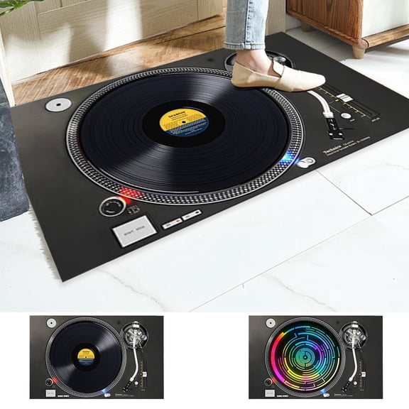 Yyuenw Bathroom Rugs, Record Player Creatives Policy Radio Floor Mat Carpet Home Living Room Door Mat Dirt-resistants Non-slip Floor Mat, Home Decor