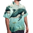 thumbnail image 2 of Whale Men's Casual Printed Hawaiian Poplin Button Down Short Sleeve Beach Shirt Unisex, 2 of 6