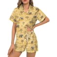 thumbnail image 3 of SKQIT Ensembles de Pyjama à Manches Courtes pour Femmes, 2 Pcs Imprimé Mignon Chemise Boutonnée en Satin Doux et Shorts, 3 of 8