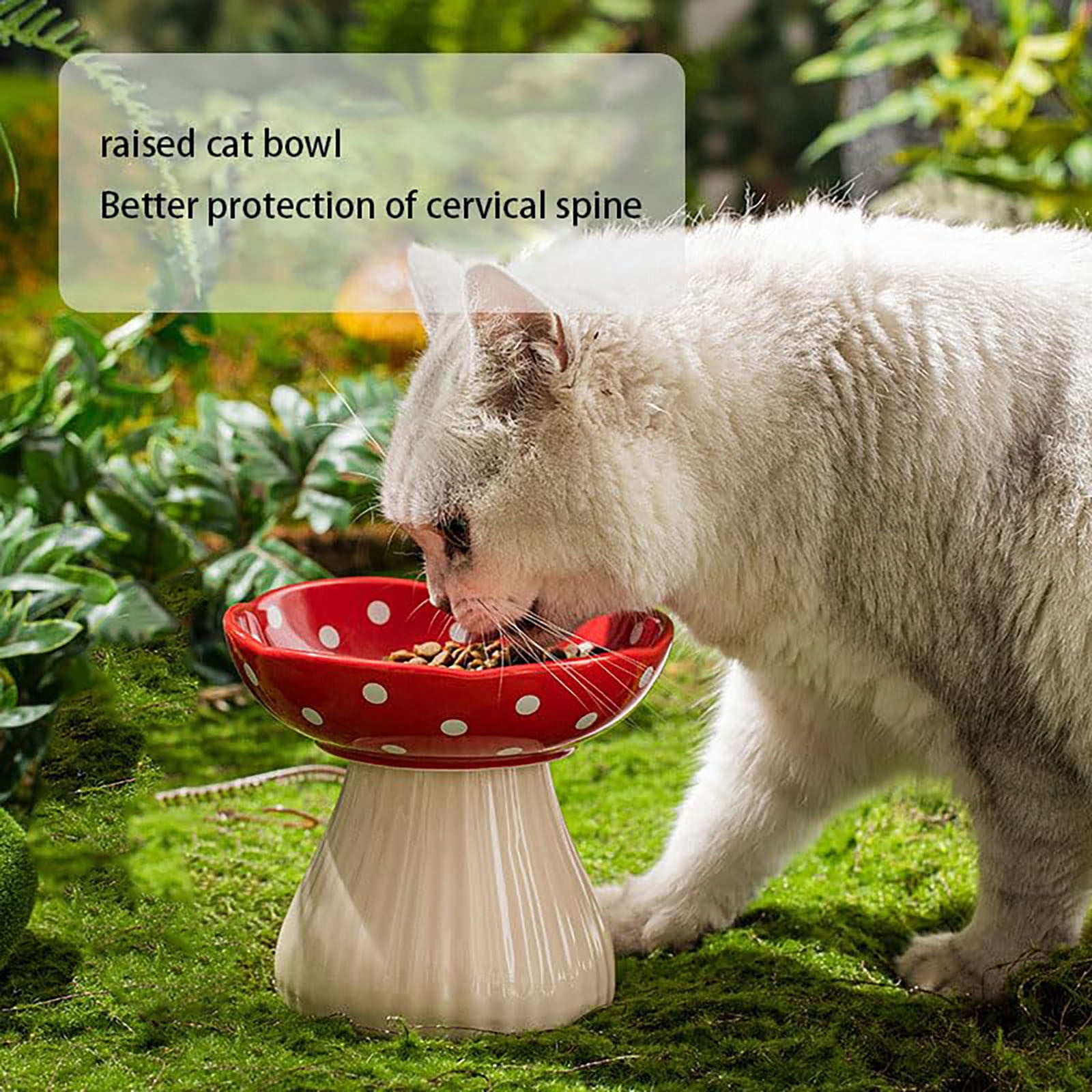 Whisker Fatigue Cat Bowl Elevated Ceramic Pet Food Dish Cute Design Non Durable Easy Clean Pet Supplies for Cats