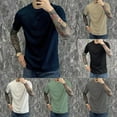 thumbnail image 3 of MYG Mens Summer Solid Color O Neck T-Shirts Casual Simple Versatile Basic Undershirt, 3 of 8