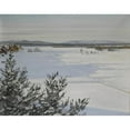 thumbnail image 2 of August Hagborg 14x12 Gold Ornate Wood Frame and Double Matted Museum Art Print Titled - Snowy Landscape, 2 of 4