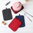 thumbnail image 4 of Anti-Slip Grip Pot Holders for Kitchen, Cotton Oven Pot Holders Set with Neoprene for Heat Resistant 450F, 7x9 Inches Potholders Machine Washable 2PCS (Blue, 2), 4 of 6