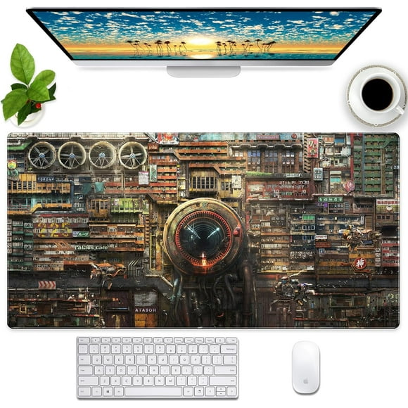Futuristic ArtCool Dragon Desk Pad Mat Black and White Mouse pad Extra XL Large Gaming Mousepad for Desk 31.5''X15.7'' Keyboard Pad Laptop Computer Mouse Keyboard Mat for Office Desk Decor