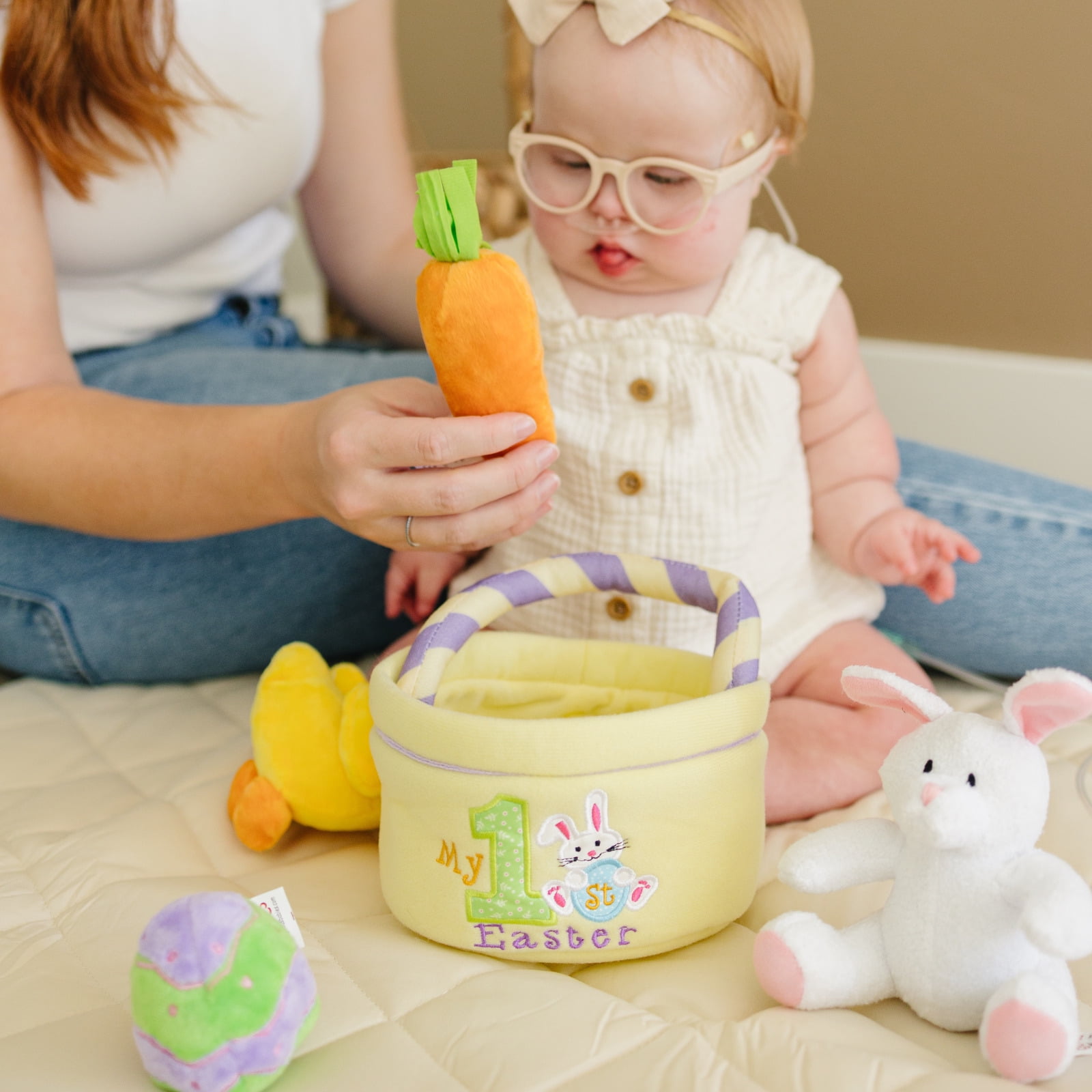Genius Babies Easter Bunny Basket 5-Piece Soft Plush Playset