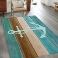 thumbnail image 3 of Rectangle Area Rug 4x6ft, Nautical Anchor Retro Wooden Non-Shedding Washable Area Rug, Farmhouse Teal Wood Board Non Slip Low-Profile Rugs for Living Room, Bedroom Dining Room, 3 of 9