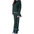 thumbnail image 1 of AherBiu Ensembles de Détente pour Femmes Chandail Col Rond Hauts Pantalons Larges Tricotés 2 Pcs Tenues d'Hiver, 1 of 6