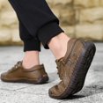 thumbnail image 2 of Mens Casual Dress Shoes Leather Sneakers Lightweight Comfortable Hand Made Flats Classic Shoes for Walking Business Working Office Travel Driving Footwear, 2 of 4