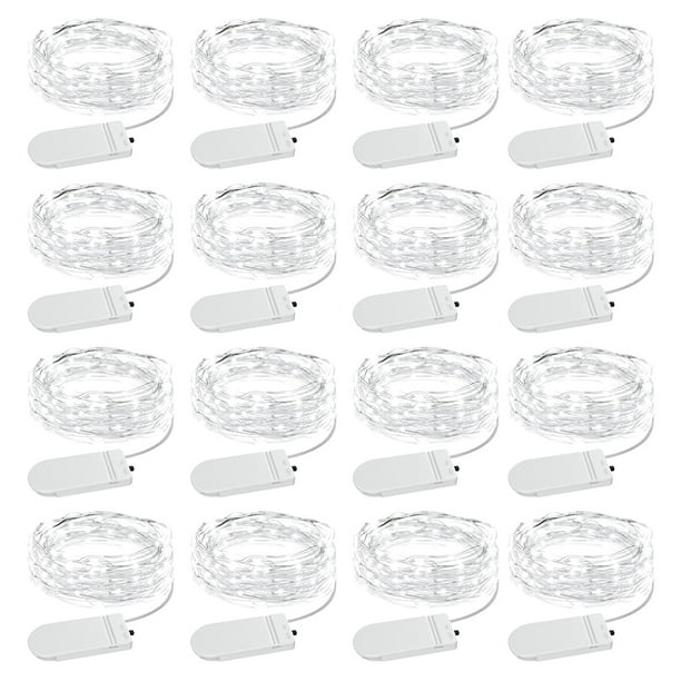 Paquete de 16 luces de hadas alimentadas por batería, luces de estrella micro LED de 6.5 pies para decorar bodas, fiestas, bricolaje Adepaton CPB-US-DYP1019-8