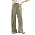thumbnail image 2 of OHGOD Womens Wide Leg Lounge Pants,Casual Pants for Women,Women'S Wide Leg Sweatpants,Women's Ice Silk High-Waisted Wide-Leg Pants,Straight Leg,Textured Casual Trousers,Military Green, 3XL, 2 of 4