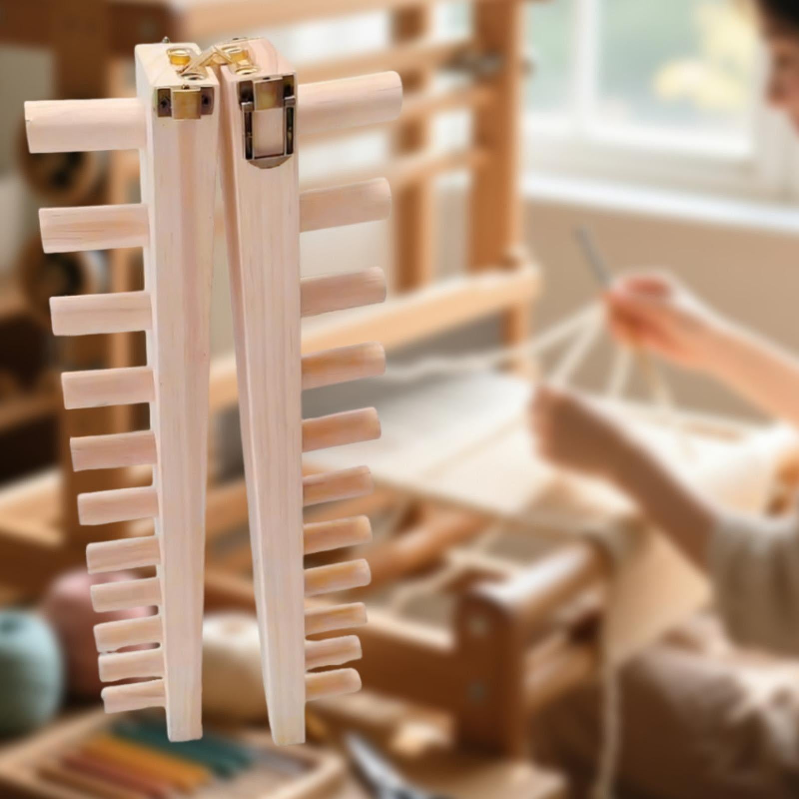 FVDPWYE Wooden Knitting Loom Easy to Assemble Two Section Foldable Yarn Weaving Tool