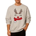 thumbnail image 5 of Christmas Sweatshirt for Men Women Long Sleeve Crewneck Loose Casual Funny Reindeer Face Graphic Sweatshirts Pullover Tops, 5 of 7