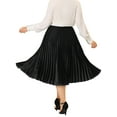 thumbnail image 3 of Agnes Orinda Women's Plus Size Elastic Waist Metallic Velvet Pleated Midi Skirt 1X Black, 3 of 7