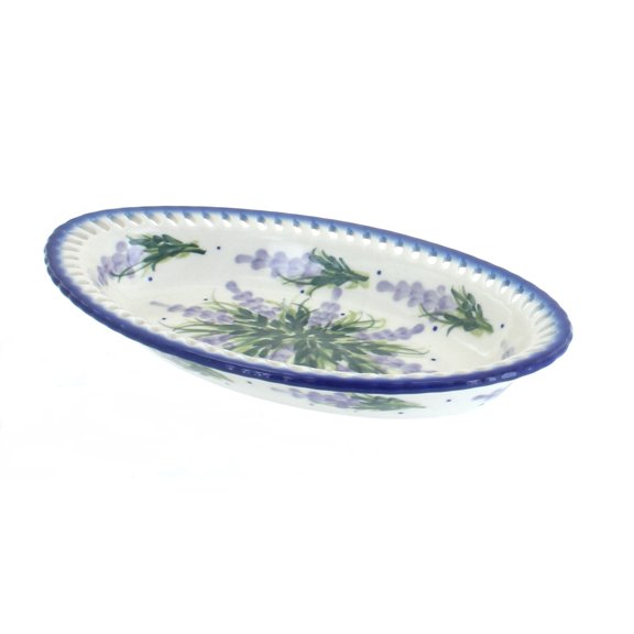 Blue Rose Polish Pottery Lavender Fields Small Oval Dish