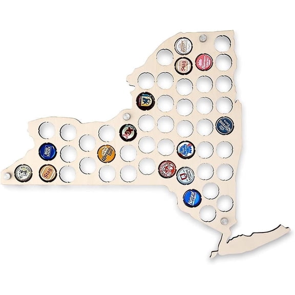 Torched New York Beer Cap Map Wall Mount Decor 18"x19"x17" Count 1