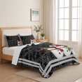 thumbnail image 5 of Quilts Twin XL Size Bedding Set, Black Christmas Snowflakes Lightweight Quilted Comforter, Winter Xmas Cute Snowman Plaid Reversible Bedspread Coverlet with Pillow Covers for All Season, 68" x 98", 5 of 9
