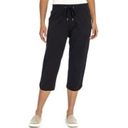 Eddie Bauer Women's Comfy Lightweight French Terry Capri Pants w/ Pockets (Black, XL)