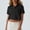 #441-Black, variant on TaTaai Women's Short Sleeve Crop Shirt with Button-Down Collar, Patch Pockets, Rolled Tab Sleeves, and Casual Modern Fit Gift