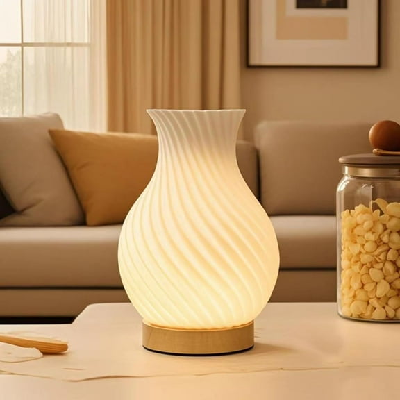 Small Table Lamp - Dimmable Nightstand Light, Perfect for Bedroom, Living Room, Dorm, Home & Office - White Vase Design