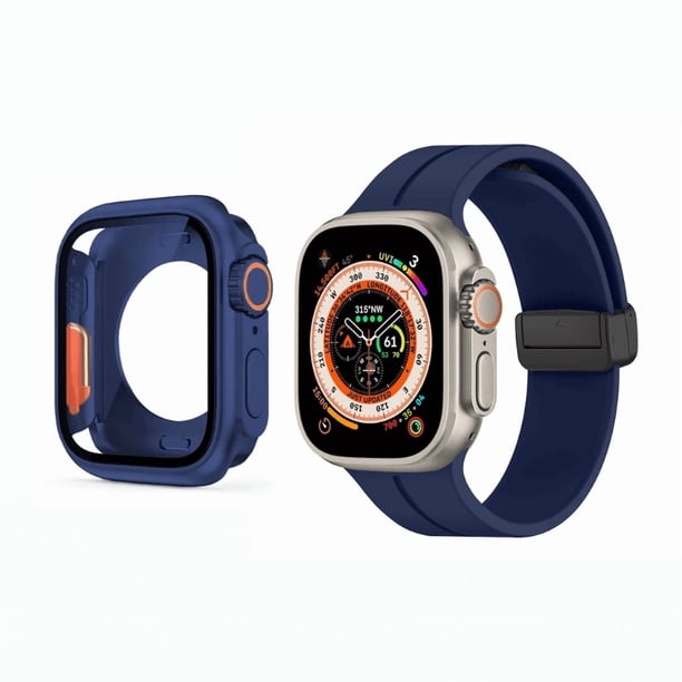 Correa de Silicona Deportiva para Apple Watch, Hebilla Magnética con Full Case, Compatible con Todas las Series