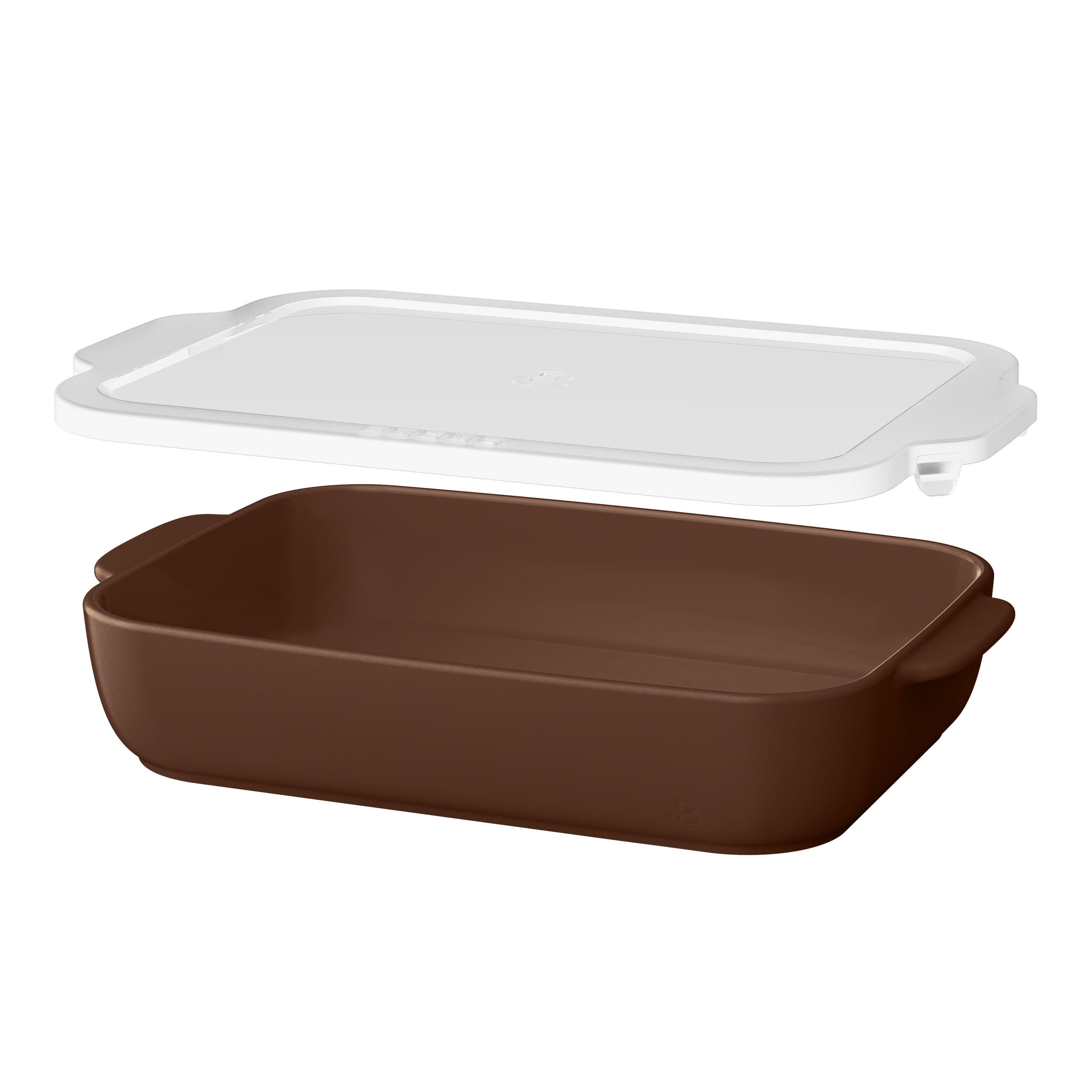 Beautiful 9”x 13” Stoneware Baker with Plastic Lid, Chocolate by Drew Barrymore