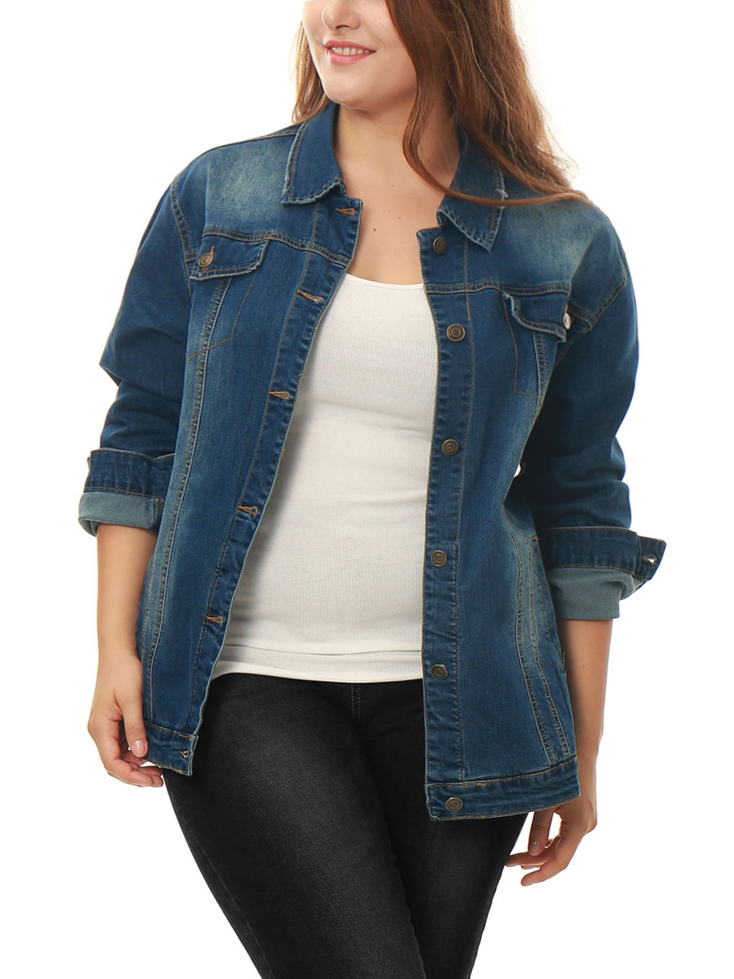 plus size blue jean jacket