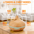 thumbnail image 3 of Essential Oil Diffuser,500ml Large Aroma Diffuser with Remote Control 4 Timer Settings 7 Colors LED Light,for Home Office Oyga Use, 3 of 7